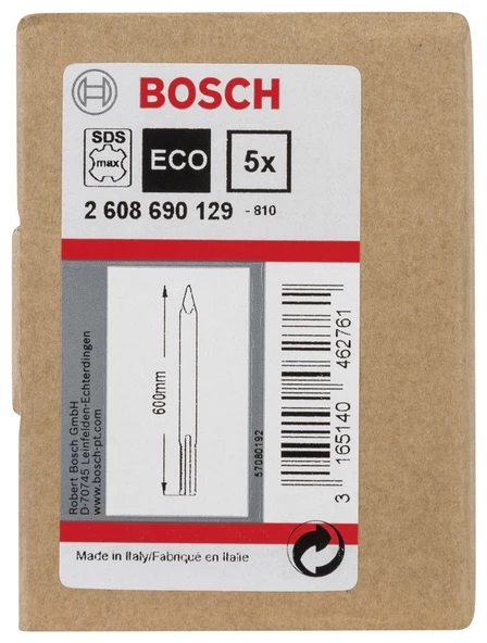 Bosch Sivri Keski SDS-Max 600 mm 5'li - 2