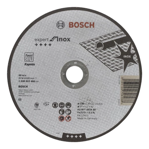 Bosch 180*1,6 mm Expert for Inox Rapido Düz