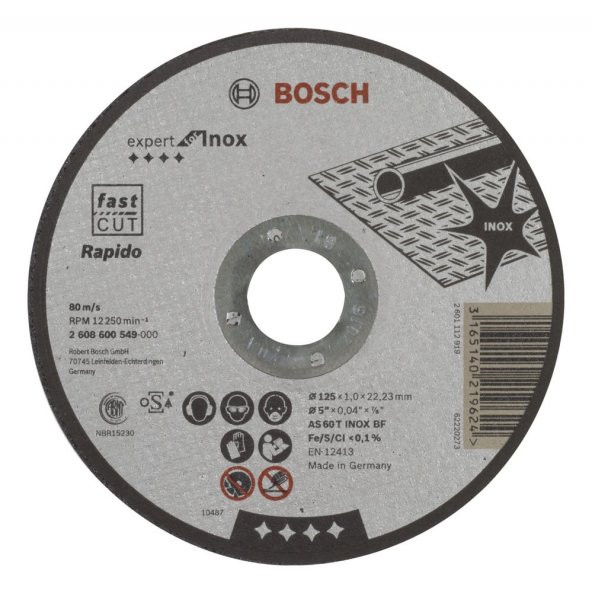 Bosch 125*1,0 mm Expert for Inox Rapido Düz