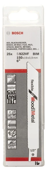 Bosch S 922 VF Flexible for Wood and Metal 25'li - 2