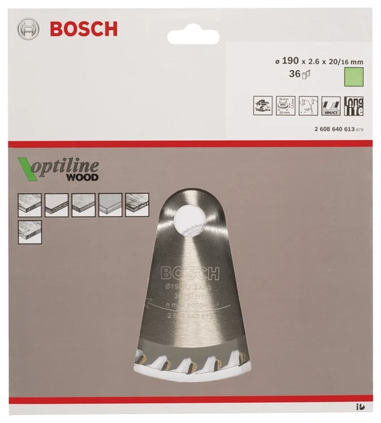 Bosch Optiline Wood 190*20/16 mm 36 Diş - 2