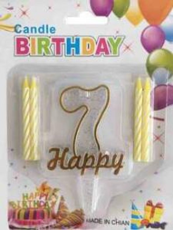 MUM 7 YAŞ HAPPY YAZILI ALTIN 1 ADET ürün görseli 1