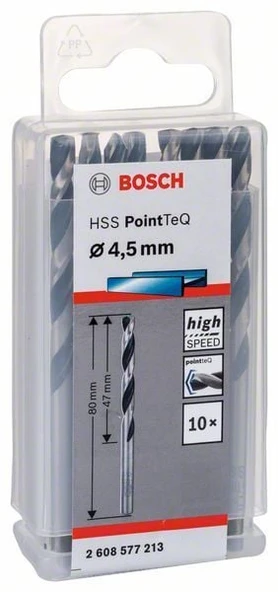 Bosch HSS PointTeQ Matkap Uç Metal 4.5x47x80mm 10 Parça