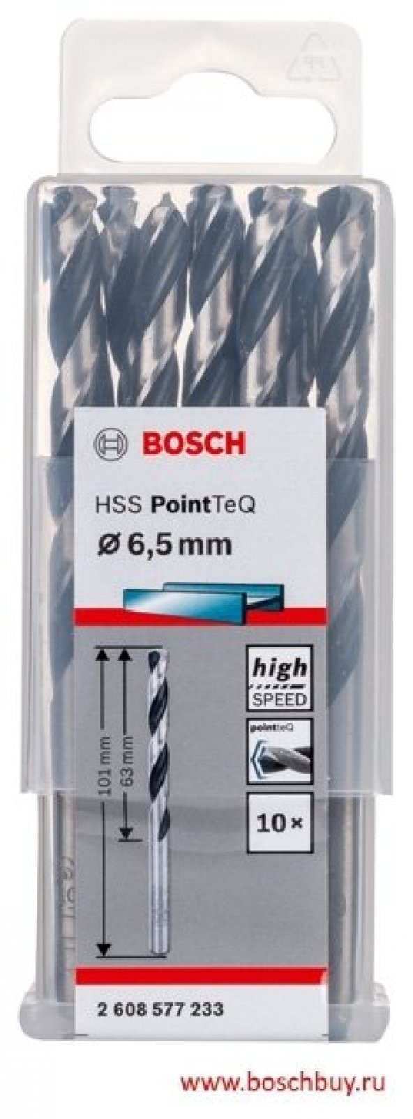Bosch HSS PointTeQ Matkap Uç Metal 6.5x63x101mm 10 Parça