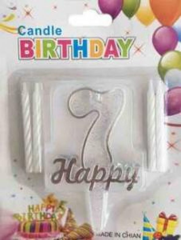 MUM 7 YAŞ HAPPY YAZILI GÜMÜŞ 1 ADET ürün görseli 1