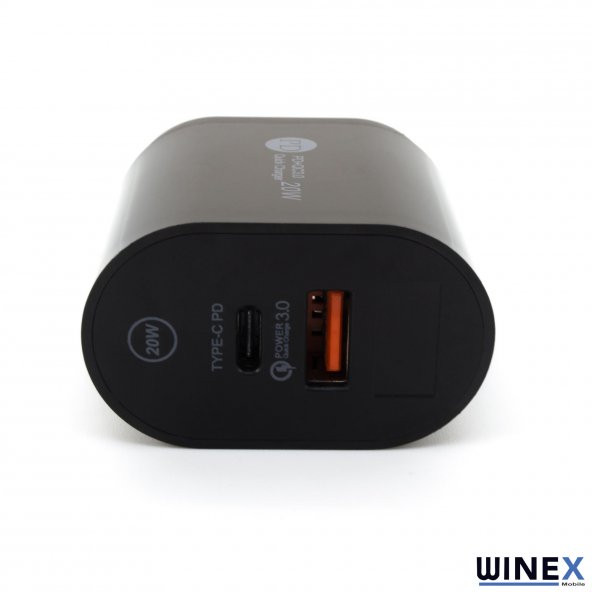 Winex Dijital Göstergeli PD20W Type-C+UsbA Çift Çıkışlı Şarj Aleti Başlığı - 3