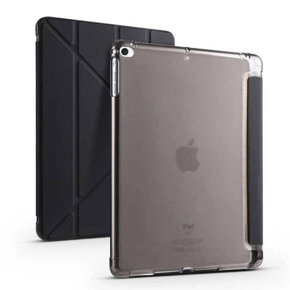Apple iPad 9.7 2017 (5.Nesil) Tablet Kılıfı Standlı Katlanabilir Kalem Bölmeli