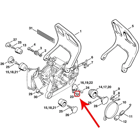 Stihl 9022-341-0960 Vida M5x12- Stihl FR460, FR480, KM130, MS360, MS380, MS660, MS880 - 2
