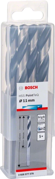 Bosch - HSS-PointeQ Metal Matkap Ucu 11,0 mm 5'li - 2