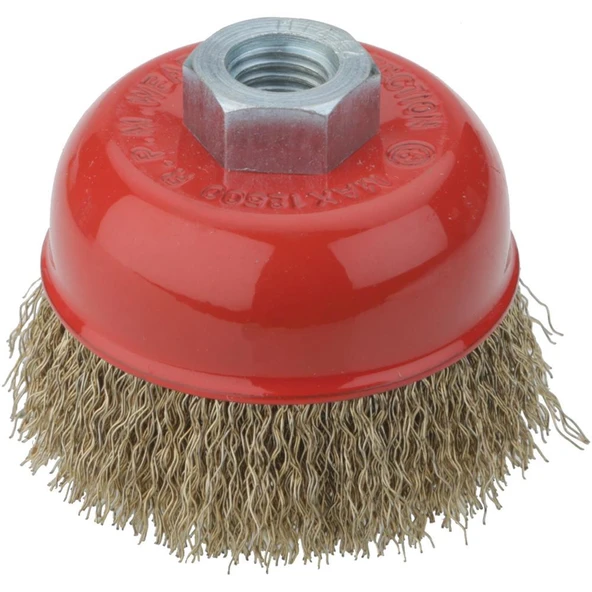 Partner PT02029 Çanak Fırça Sarı Dalgalı Telli M14 Vidalı 75mm ürün görseli