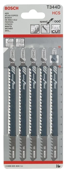 Bosch - Hızlı Kesim Serisi Ahşap İçin T 344 D Dekupaj Testeresi Bıçağı - 5'Li Paket - 2