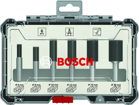 Bosch - Profesyonel 6 Parça Düz Freze Ucu Seti 8 mm Şaftlı - 2