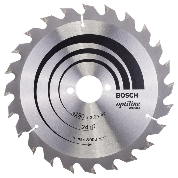 Bosch - Optiline Serisi Ahşap için Daire Testere Bıçağı 190*30 mm 24 Diş - 1