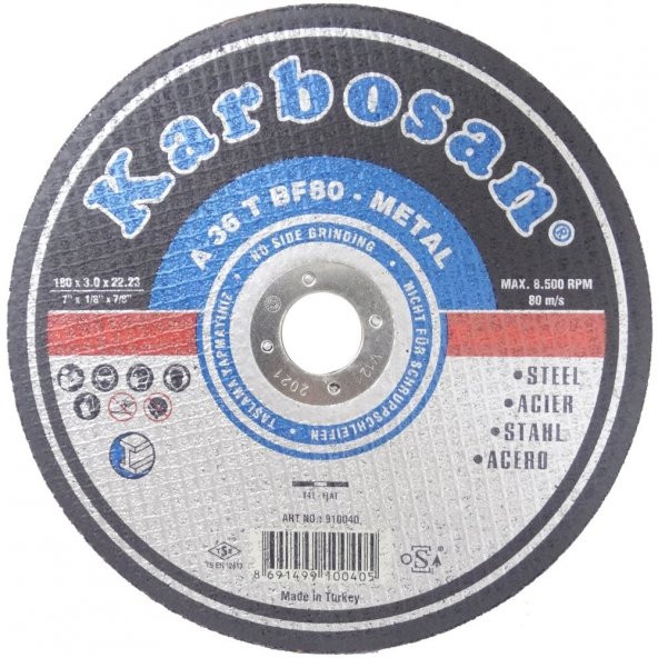 Karbosan 910040 A 36 T BF80 Metal Kesme Diski 180x3.0x22.23mm
