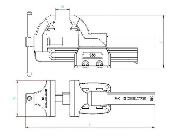 İzeltaş 7400 Dövme Çelik Mengene 100mm - 2