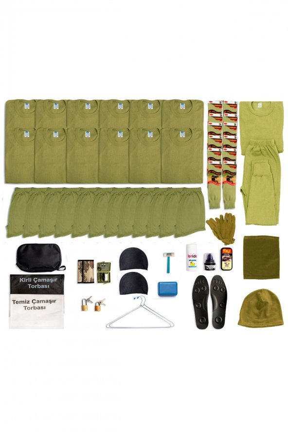 12li Kışlık Temel Asker Seti - Termal İçlik Takımı Bere Boyunluk Eldiven - Asker Malzemeleri