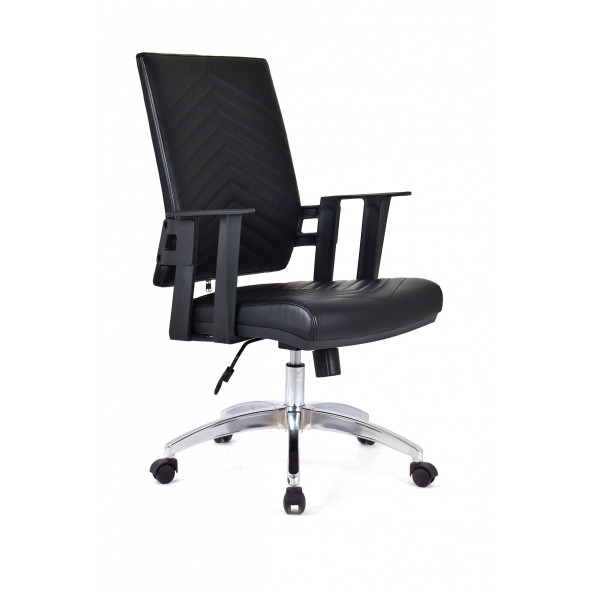 Herkese Mobilya Berroni Siyah Deri Krom Çalışma Koltuğu Ofis Koltuğu - Resim 2
