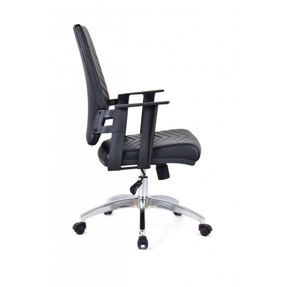 Herkese Mobilya Berroni Siyah Deri Krom Çalışma Koltuğu Ofis Koltuğu - Resim 3