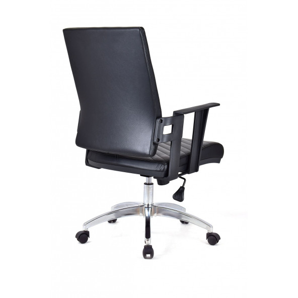 Herkese Mobilya Berroni Siyah Deri Krom Çalışma Koltuğu Ofis Koltuğu - Resim 4