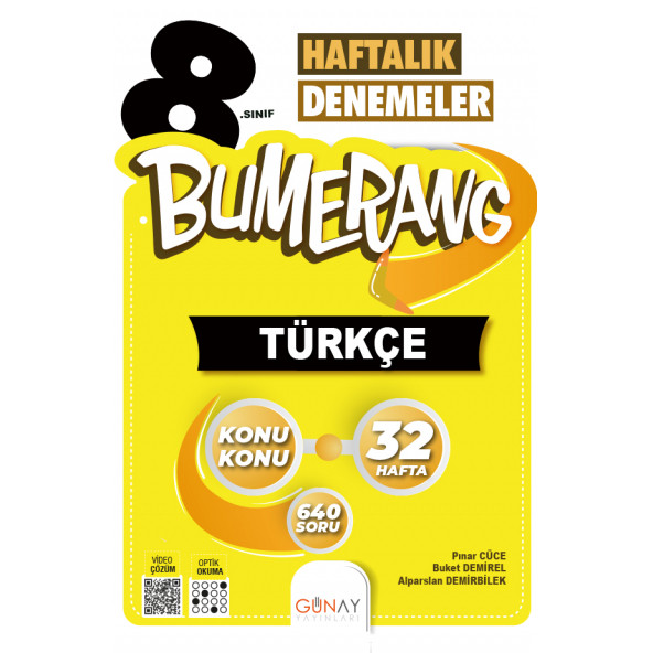 Günay Yayınları 8. Sınıf 32 Haftalık Bumerang Türkçe Deneme 2023