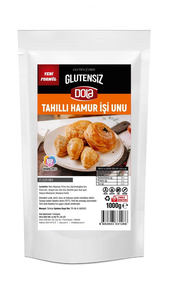 Dola Glutensiz Tahıllı Hamur İşi Unu 1 kg Karabuğdaylı Kinoalı Un Karışımı