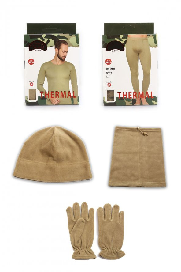 9LU Kışlık Tavsiye Asker Paketi- Termal İçlik Takımı - Bere Boyunluk Eldiven - 2