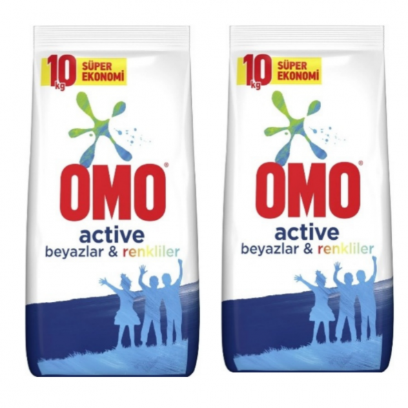 Omo Active Toz Çamaşır Deterjanı Beyazlar ve Renkliler İçin 66 Yıkama 2 x 10 KG
