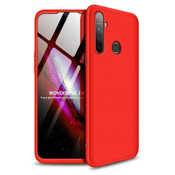 Realme 5 Kılıf 360 3 Parçalı Tam Korumalı Gkk Sert Kapak