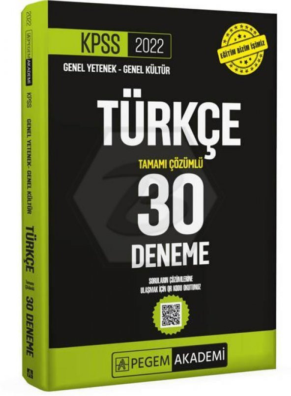 Pegem Akademi Yayıncılık 2022 KPSS Genel Yetenek - Genel Kültür Türkçe 30 Deneme
