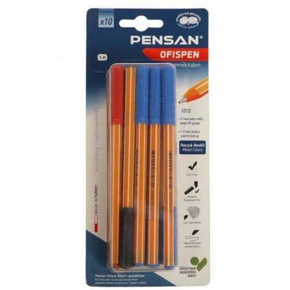 PENSAN TUKENMEZ KALEM KARISIK 10 LU BLS.(1010) ürün görseli