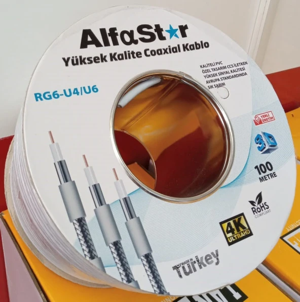 ALFASTAR 64TEL RG6 U4 100 MT KABLO