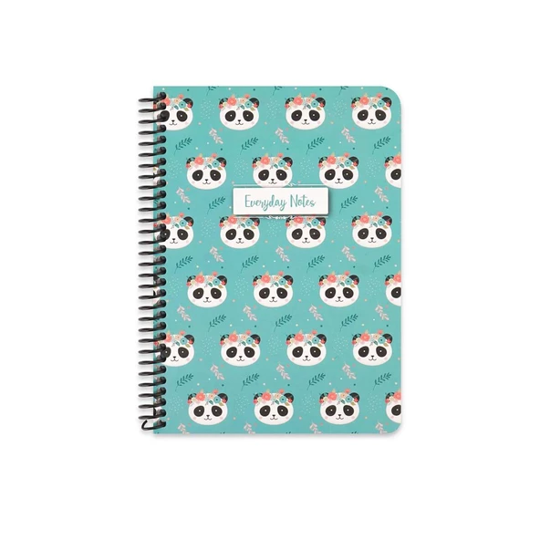 Keskin Color 14x20cm Spiralli Çizgili Everyday Notes Pretty Pets- Panda / 410080