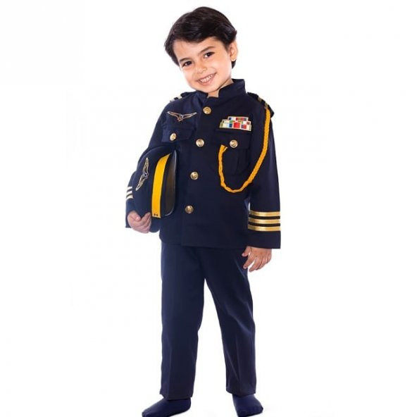 Erkek Çocuk Lacivert Pilot Kostümü Çocuk Pilot Kıyafeti - 2