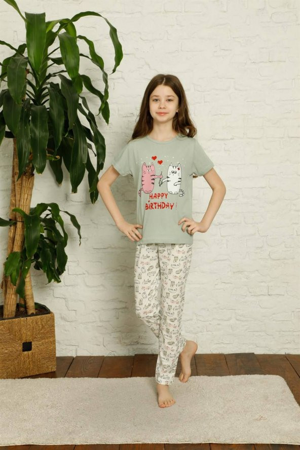 Moda Twins Çocuk Pamuk Kısa Kollu Pijama Takımı 4626 - 2