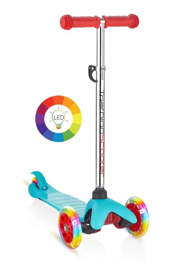 Triathlon T138 7 Renk Led Işıklı Tekerlekli Scooter - Mavi
