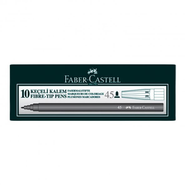 Faber Castell 45 Keçeli Kalem Siyah 10 lu Kutu