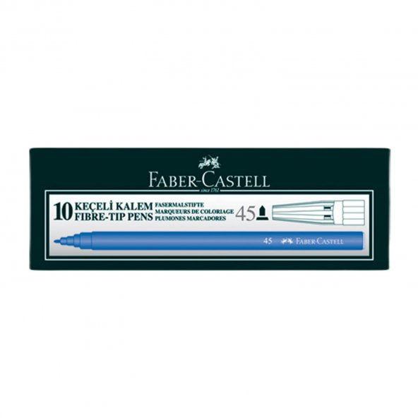 Faber Castell 45 Keçeli Kalem Mavi 10 lu Kutu