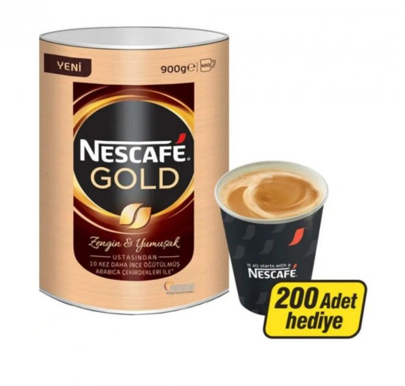 Nescafe Gold 900 Gr Granül Kahve + 200 Adet Karton Bardak