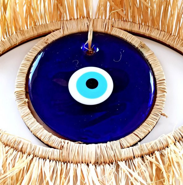 Nazar Boncuklu Süpürge El Yapımı Büyük Boy Duvar Dekoru - Resim 3