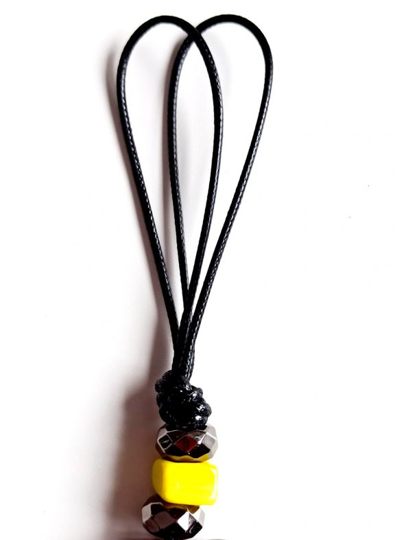 El Yapımı Vişne Kırmızısı Şeffaf Cam Nazarlık Deri İpli Duvar Süsü - Resim 2