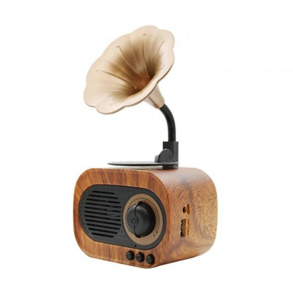 Winex Wireless Nostalji Gramafon Speaker Fm Radyo+Sd Kart+UsbA+3.5mm Aux Girişli