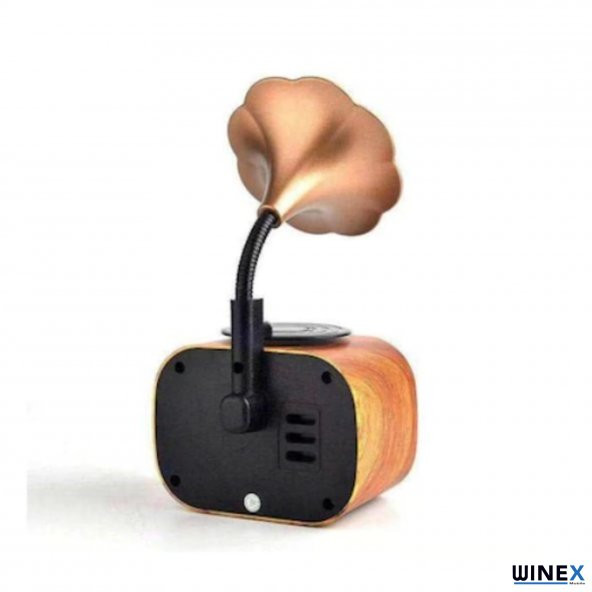Winex Wireless Nostalji Gramafon Speaker Fm Radyo+Sd Kart+UsbA+3.5mm Aux Girişli - 3
