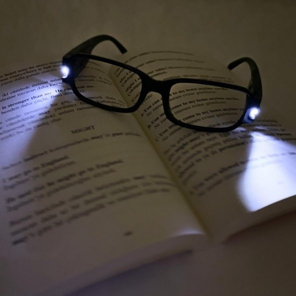 Led Işıklı Camsız Kitap Okuma Gözlüğü-Extra 2 Pil Hediyeli Süper Işık Gücü