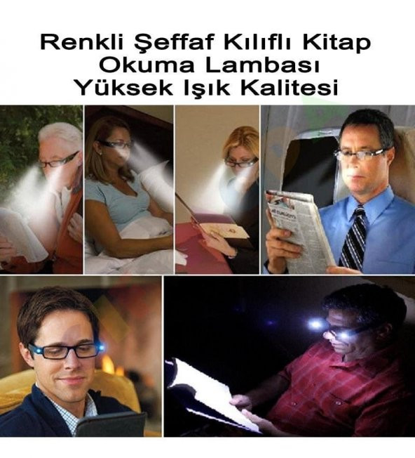 Led Işıklı Camsız Kitap Okuma Gözlüğü-Extra 2 Pil Hediyeli Süper Işık Gücü - 2