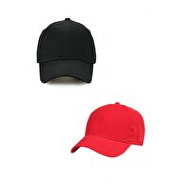 Unisex Ayarlanabilir Spor Kep Hat Şapka 2'li Siyah Kırmızı