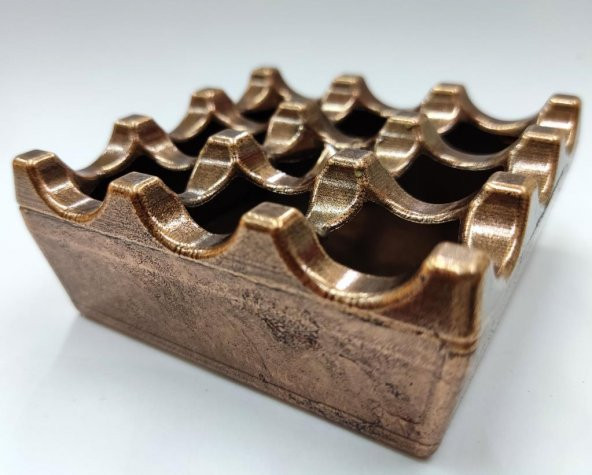 Bakır Renk Metal Kare Küllük, Eskitme Izgaralı Döküm Kül Tablası Oksitlenmez,Paslanmaz,Kırılmaz - 2