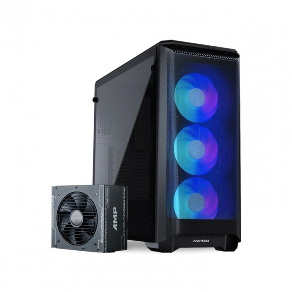 Phanteks P400A, Mid-Tower Bilgisayar Kasası & Amp 550W 80+ Gold, Modüler Psu - Saten Siyah