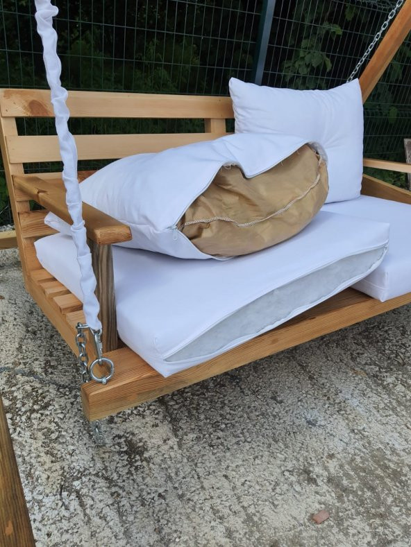 Berzz Buğlem Wooden KURDALE SALINCAK Bahçe Teras Balkon 140 CM İstenilen renkte minder - 5