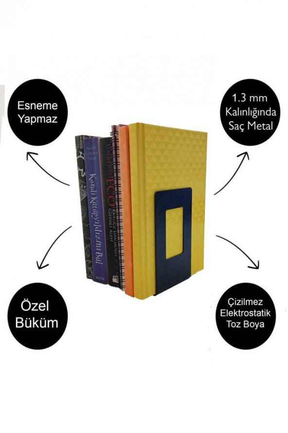 Tekli Fırsat Siyah Renk 12x13x8 Metal Kitap Desteği - Kitap Tutucu - Ev Ve Ofis Dekoratif Aksesuar - 5