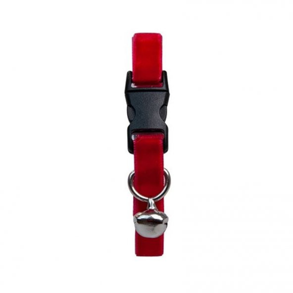 Dalis Kadife Zilli Kedi Tasması 22-30 cm Kırmızı - 2